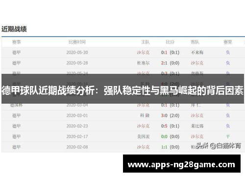 德甲球队近期战绩分析：强队稳定性与黑马崛起的背后因素